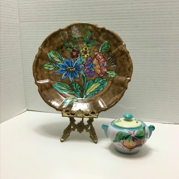 VTG Disapia Italy Ceramic Hand Painted Floral Bowl Dish, small ceramic bowl lid - Picture 13 of 14